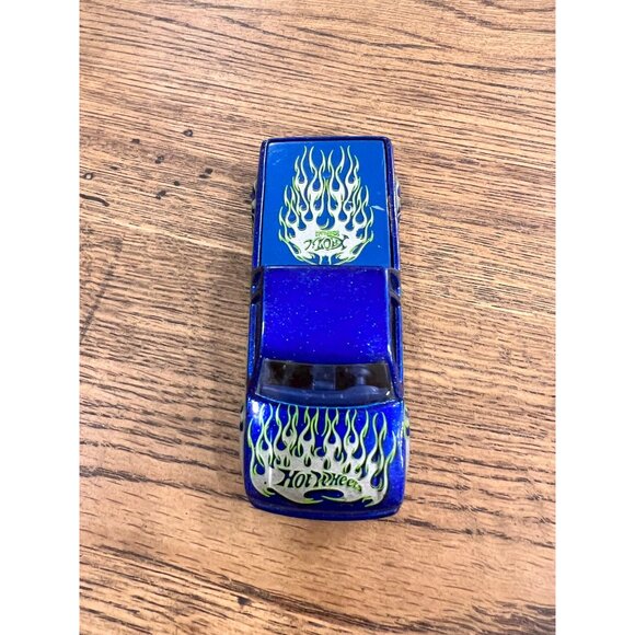 Hot Wheels 2002 Steel Flame Blue Pickup Truck W/ Green Flames - Picture 3 of 5